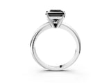 White gold Fancy Black Princess Cut Diamond Solitaire Engagement Ring with Round Band and Four-Prong Setting_99
