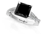 White gold Fancy Black Princess Cut Diamond Solitaire Engagement Ring with Twisted Pavé Band and Four-Prong Setting_61