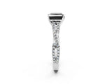 White gold Fancy Black Princess Cut Diamond Solitaire Engagement Ring with Twisted Pavé Band and Four-Prong Setting_62