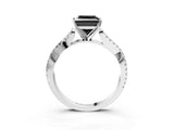 White gold Fancy Black Princess Cut Diamond Solitaire Engagement Ring with Twisted Pavé Band and Four-Prong Setting_63