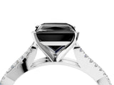 White gold Fancy Black Princess Cut Diamond Solitaire Engagement Ring with Twisted Pavé Band and Four-Prong Setting_64