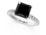 White gold Fancy Black Princess Cut Diamond Solitaire Pavé Band with Four-Prong Setting_1