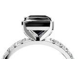 White gold Fancy Black Princess Cut Diamond Solitaire Pavé Band with Four-Prong Setting_4