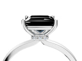White gold Fancy Black Princess Cut Diamond Solitaire Ring with Classic Band and Four-Prong Setting_4