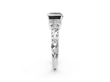 White gold Fancy Black Princess Cut Diamond Solitaire Ring with Filigree Band and Four-Prong Setting_14