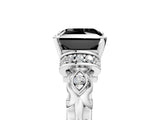 White gold Fancy Black Princess Cut Diamond Solitaire Ring with Filigree Band and Four-Prong Setting_17