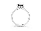 White gold Fancy Black Princess Cut Diamond Solitaire Ring with Flower Prong Setting and Classic Band_129