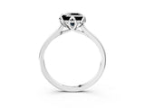White gold Fancy Black Princess Cut Diamond Solitaire Ring with Flower Prong Setting and Classic Band_51