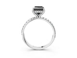 White gold Fancy Black Princess Cut Diamond Solitaire Ring with Four-Prong Setting and Pavé Band_6