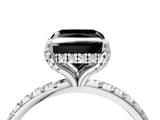 White gold Fancy Black Princess Cut Diamond Solitaire Ring with Four-Prong Setting and Pavé Band_7
