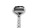 White gold Fancy Black Princess Cut Diamond Solitaire Ring with Four-Prong Setting and Pavé Band_8