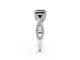 White gold Fancy Black Princess Cut Diamond Solitaire Ring with Four-Prong Setting and Twisted Pavé Band_2