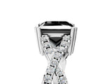 White gold Fancy Black Princess Cut Diamond Solitaire Ring with Four-Prong Setting and Twisted Pavé Band_5