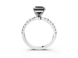 White gold Fancy Black Princess Cut Diamond Solitaire Ring with Pavé Accents and Four-Prong Setting_3
