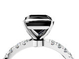 White gold Fancy Black Princess Cut Diamond Solitaire Ring with Pavé Accents and Four-Prong Setting_4