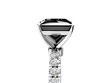 White gold Fancy Black Princess Cut Diamond Solitaire Ring with Pavé Accents and Four-Prong Setting_5