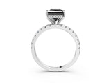 White gold Fancy Black Princess Cut Diamond Solitaire Ring with Pavé Band and Four-Prong Setting_27