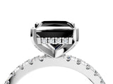 White gold Fancy Black Princess Cut Diamond Solitaire Ring with Pavé Band and Four-Prong Setting_28