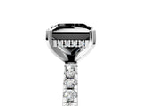 White gold Fancy Black Princess Cut Diamond Solitaire Ring with Pavé Band and Four-Prong Setting_29