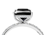 White gold Fancy Black Princess Cut Diamond Solitaire Ring with Pavé Band and Hidden Halo_28