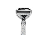 White gold Fancy Black Princess Cut Diamond Solitaire Ring with Pavé Band and Hidden Halo_29