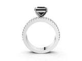 White gold Fancy Black Princess Cut Diamond Solitaire Ring with Pavé and Channel Set Band_3