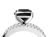 White gold Fancy Black Princess Cut Diamond Solitaire Ring with Pavé and Channel Set Band_4