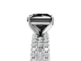 White gold Fancy Black Princess Cut Diamond Solitaire Ring with Pavé and Channel Set Band_5