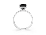 White gold Fancy Black Princess Cut Diamond Solitaire Ring with Pave Band and Four Prong Setting_27