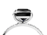 White gold Fancy Black Princess Cut Diamond Solitaire Ring with Pave Band and Four Prong Setting_28