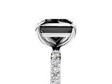 White gold Fancy Black Princess Cut Diamond Solitaire Ring with Pave Band and Four Prong Setting_29