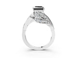 White gold Fancy Black Princess Cut Diamond Solitaire Ring with Prong Setting and Twisted Pavé Band_15