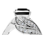 White gold Fancy Black Princess Cut Diamond Solitaire Ring with Prong Setting and Twisted Pavé Band_16