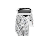 White gold Fancy Black Princess Cut Diamond Solitaire Ring with Prong Setting and Twisted Pavé Band_17