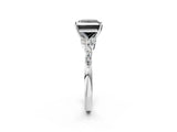 White gold Fancy Black Princess Cut Diamond Solitaire Ring with Side Stones and Four-Prong Setting_57
