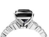 White gold Fancy Black Princess Cut Diamond Solitaire Ring with Side Stones and Four-Prong Setting_58