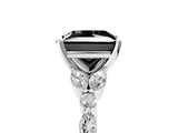 White gold Fancy Black Princess Cut Diamond Solitaire Ring with Side Stones and Four-Prong Setting_60