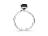 White gold Fancy Black Princess Cut Diamond Solitaire Ring with Thin Band and Four-Prong Setting_3