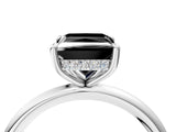 White gold Fancy Black Princess Cut Diamond Solitaire Ring with Thin Band and Four-Prong Setting_4