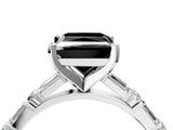 White gold Fancy Black Princess Cut Diamond Solitaire with Side Baguettes and Channel Set Band_4