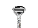 White gold Fancy Black Princess Cut Diamond Solitaire with Side Baguettes and Channel Set Band_5