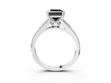 White gold Fancy Black Princess Cut Diamond Split Shank Engagement Ring with Pavé Band_3