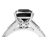 White gold Fancy Black Princess Cut Diamond Split Shank Engagement Ring with Pavé Band_4