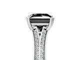 White gold Fancy Black Princess Cut Diamond Split Shank Engagement Ring with Pavé Band_5