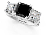 White gold Fancy Black Princess Cut Diamond Three-Stone Ring with Channel Set Band and Four-Prong Setting_25