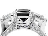White gold Fancy Black Princess Cut Diamond Three-Stone Ring with Channel Set Band and Four-Prong Setting_28