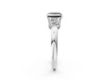 White gold Fancy Black Princess Cut Diamond Three-Stone Ring with Four-Prong Setting and Classic Band_2
