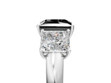 White gold Fancy Black Princess Cut Diamond Three-Stone Ring with Four-Prong Setting and Classic Band_5