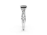 White gold Fancy Black Princess Cut Diamond Three-Stone Ring with Pavé Split Shank and Four-Prong Setting_2