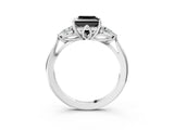 White gold Fancy Black Princess Cut Diamond Three-Stone Ring with Pear  Side Stones and Prong Setting_63